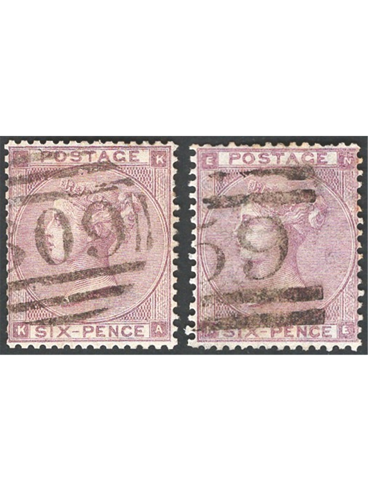 Great Britain 1862 Queen Victoria 6p violet the two known plates (3–4) no. 22 Cat. € 270 (U)