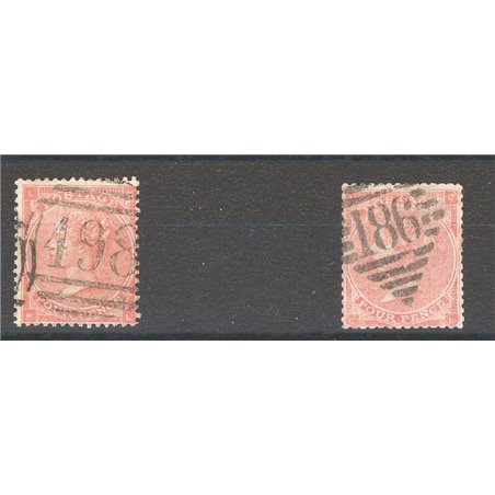 Great Britain 1862 Queen Victoria 4p orange ‘Grand Garter’ watermark the two known plates (3–4) no. 25 Cat. €175 (U)