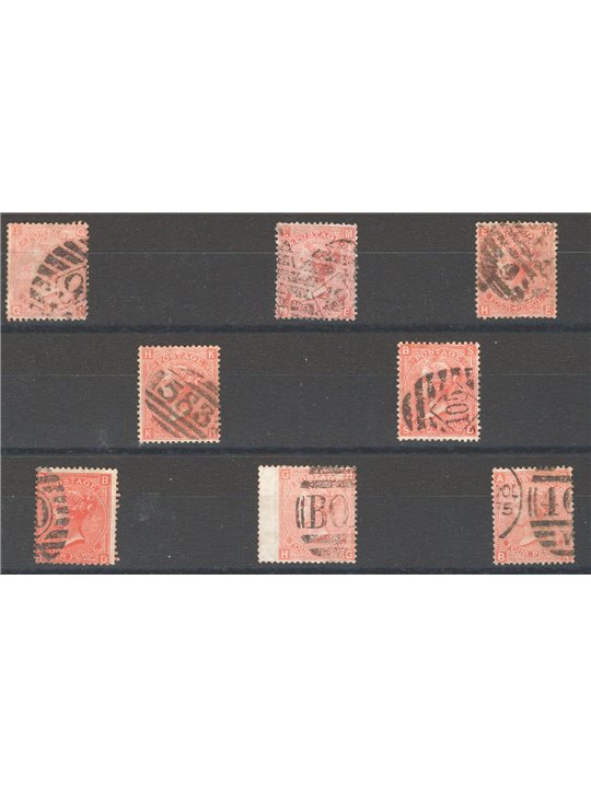 Great Britain 1865 Queen Victoria 4p orange-red the collection of the 8 known plates no. 32 Cat. €535 (U)