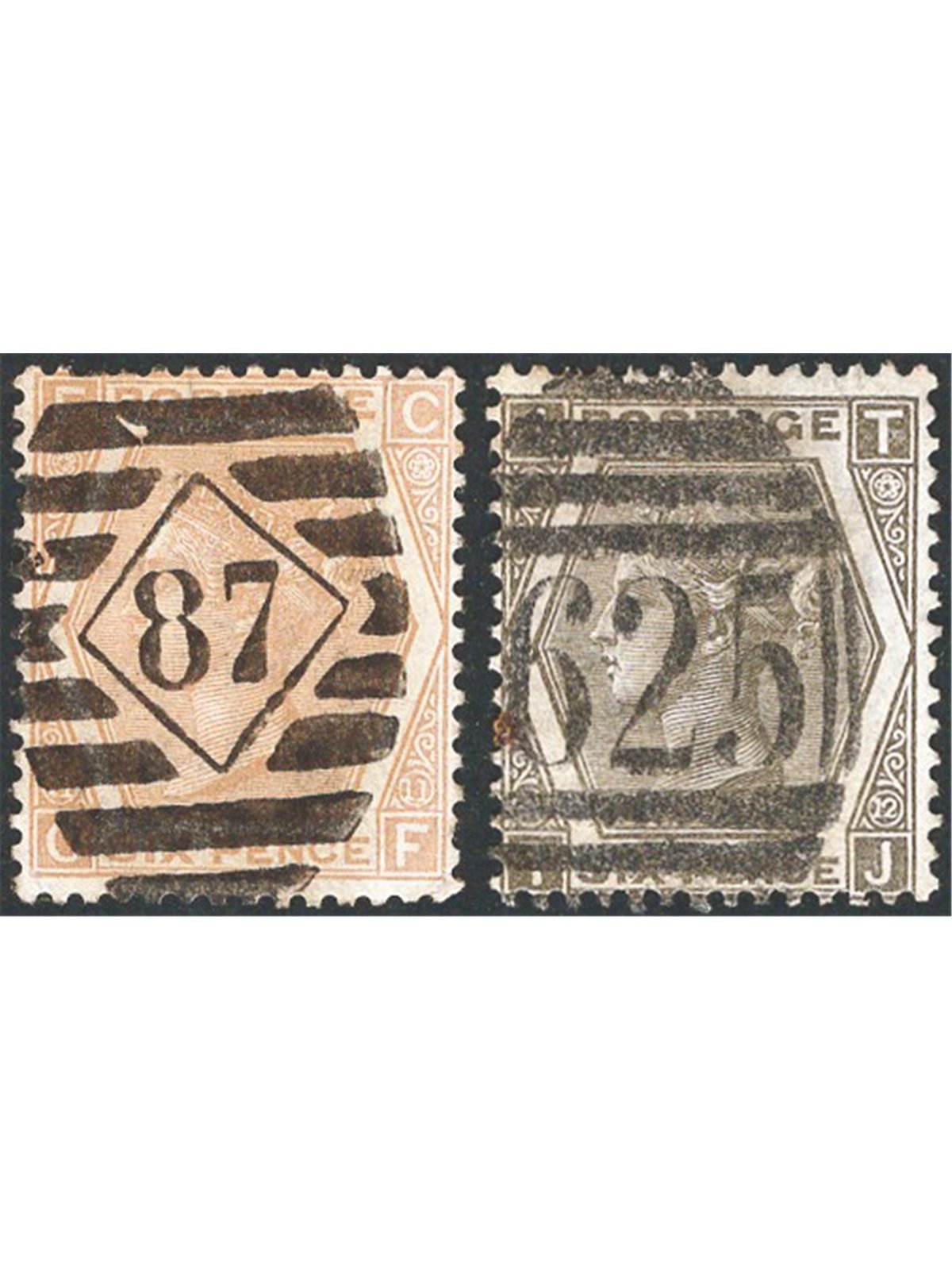 Great Britain 1872/73 Queen Victoria series nos. 47/48. CiBaFil Cat Cert. € 400 (U)
