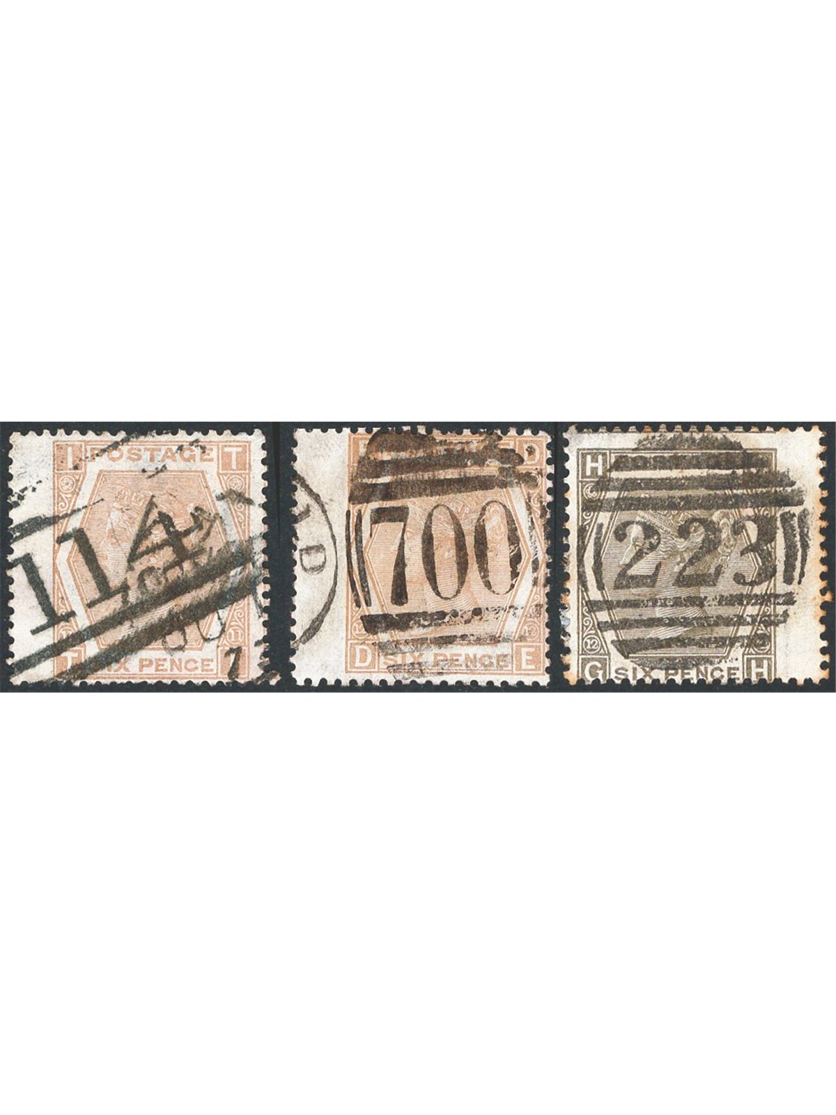 Great Britain 1872/73 Queen Victoria series with variety: margin of larger-sized sheet no. Nos. 47/48. CiBaFil certified Cat. €8