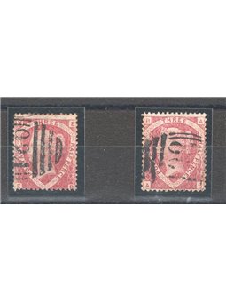 Gran Bretagna 1870 Regina Vittoria 1½ p. rosso carminio la serie delle 2 tavole note (1+3) n° 50 Cat. € 140 (U)