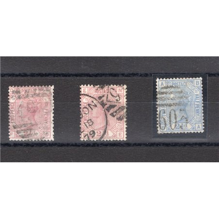Great Britain 1875/80 Queen Victoria the series nos. 55/57 Cat. € 250 (U)