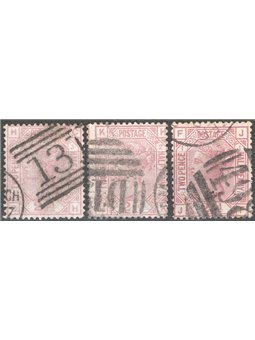 Gran Bretagna 1875 Regina Vittoria 2½ p. rosa carminio la collezione delle 3 tavole note (1-3) n° 55 Cert. CiBaFil Cat. € 380 (U