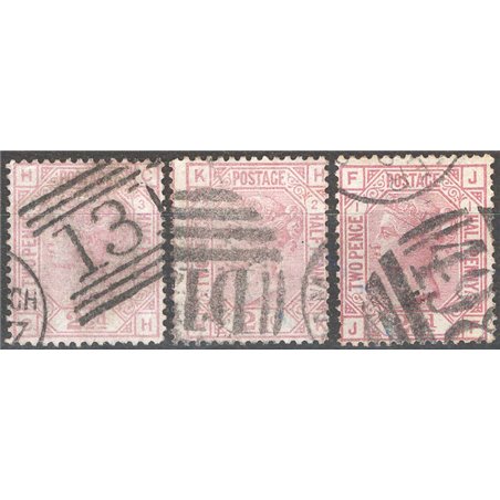 Great Britain 1875 Queen Victoria 2½ p. carmine pink the collection of the 3 known plates (1–3) no. 55. CiBaFil Cert Cat. €380 (