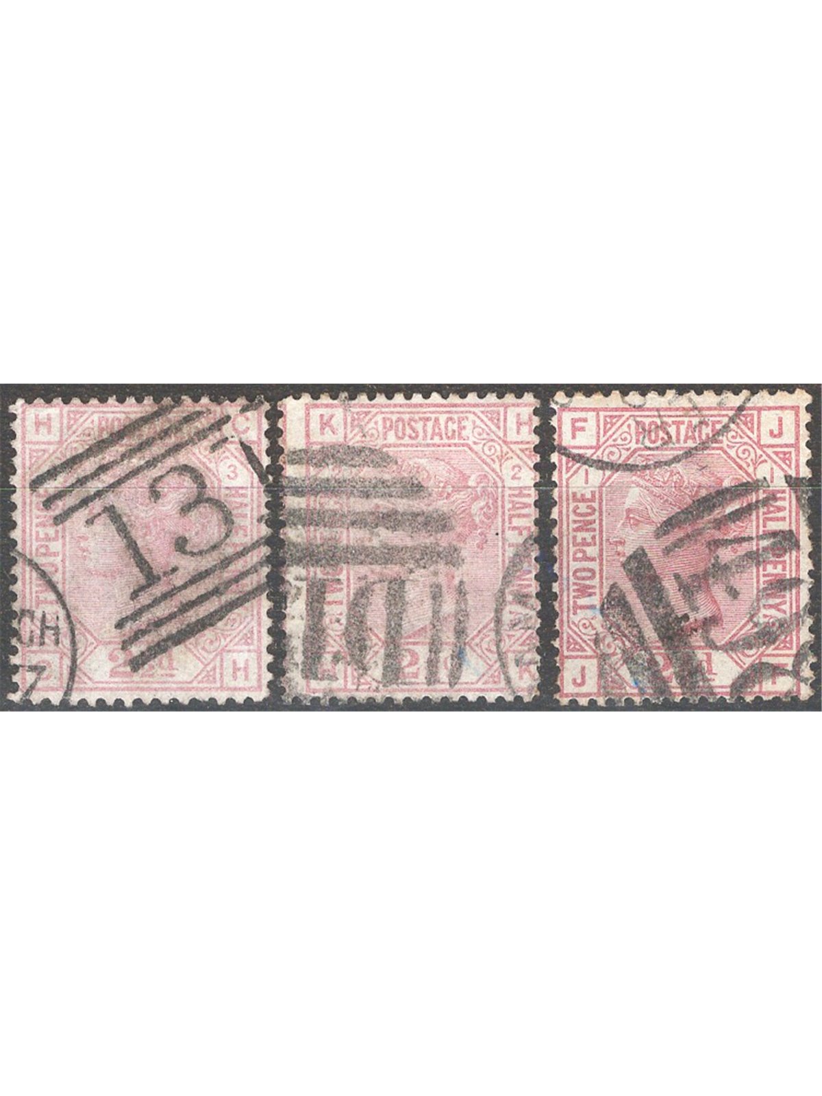 Gran Bretagna 1875 Regina Vittoria 2½ p. rosa carminio la collezione delle 3 tavole note (1-3) n° 55 Cert. CiBaFil Cat. € 380 (U