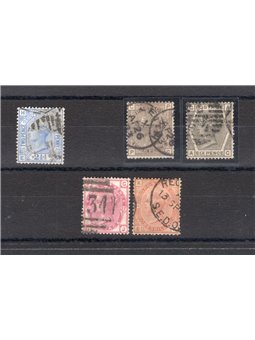 Gran Bretagna 1880/81 Regina Vittoria. serie n° 62/66 Cert. CiBaFil Cat. € 500 (U)