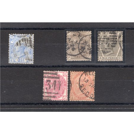 Gran Bretagna 1880/81 Regina Vittoria. serie n° 62/66 Cert. CiBaFil Cat. € 500 (U)