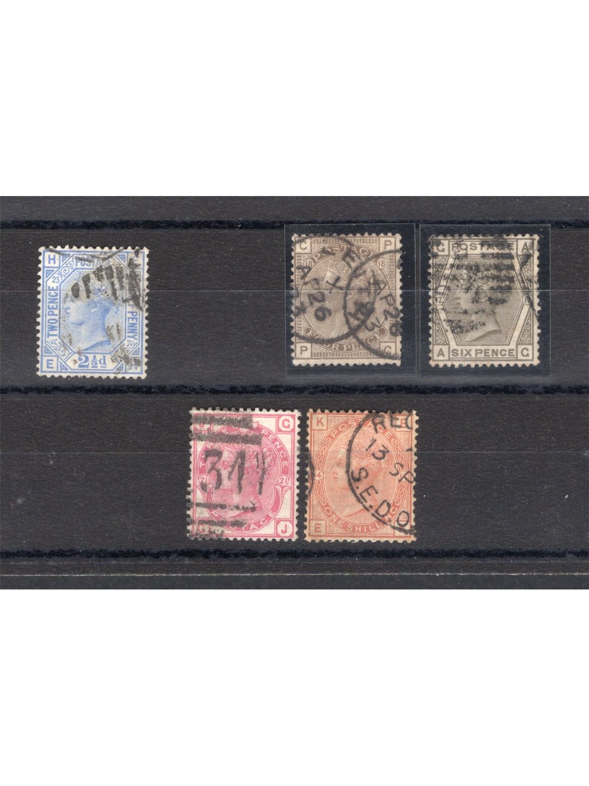 Gran Bretagna 1880/81 Regina Vittoria. serie n° 62/66 Cert. CiBaFil Cat. € 500 (U)