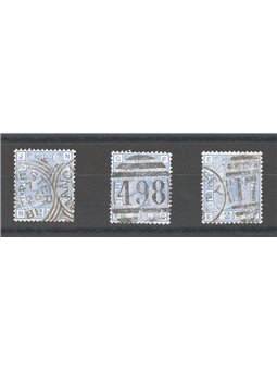 Gran Bretagna 1881 Regina Vittoria 2½ p. azzurro le tre tavole note (21-23) n° 62 Cat. € 105 (U)