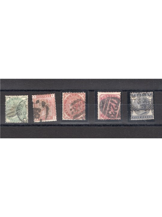 Great Britain 1880/81 Queen Victoria series nos. 67/71. CiBaFil Cert Cat. €350 (U)