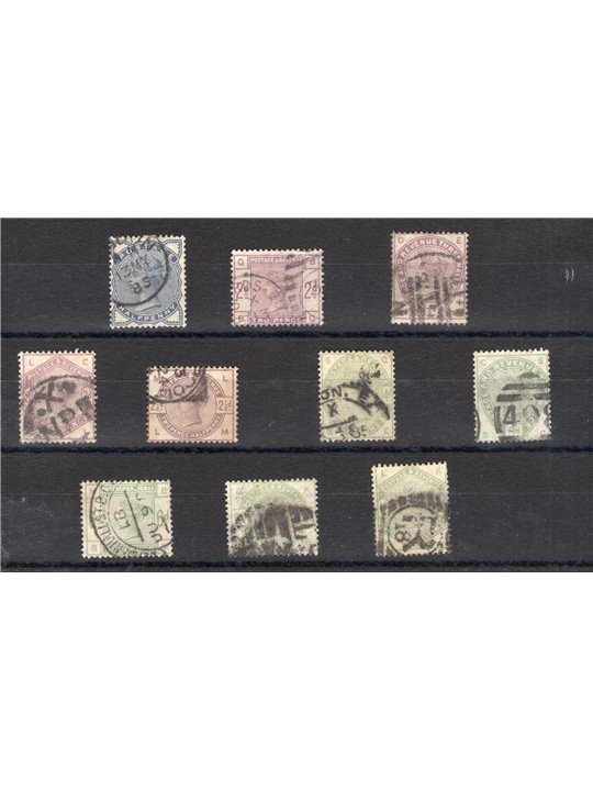 Gran Bretagna 1883/84 Regina Vittoria definitiva serie n° 76/85 Cert. CiBaFil Cat. € 1.550 (U)