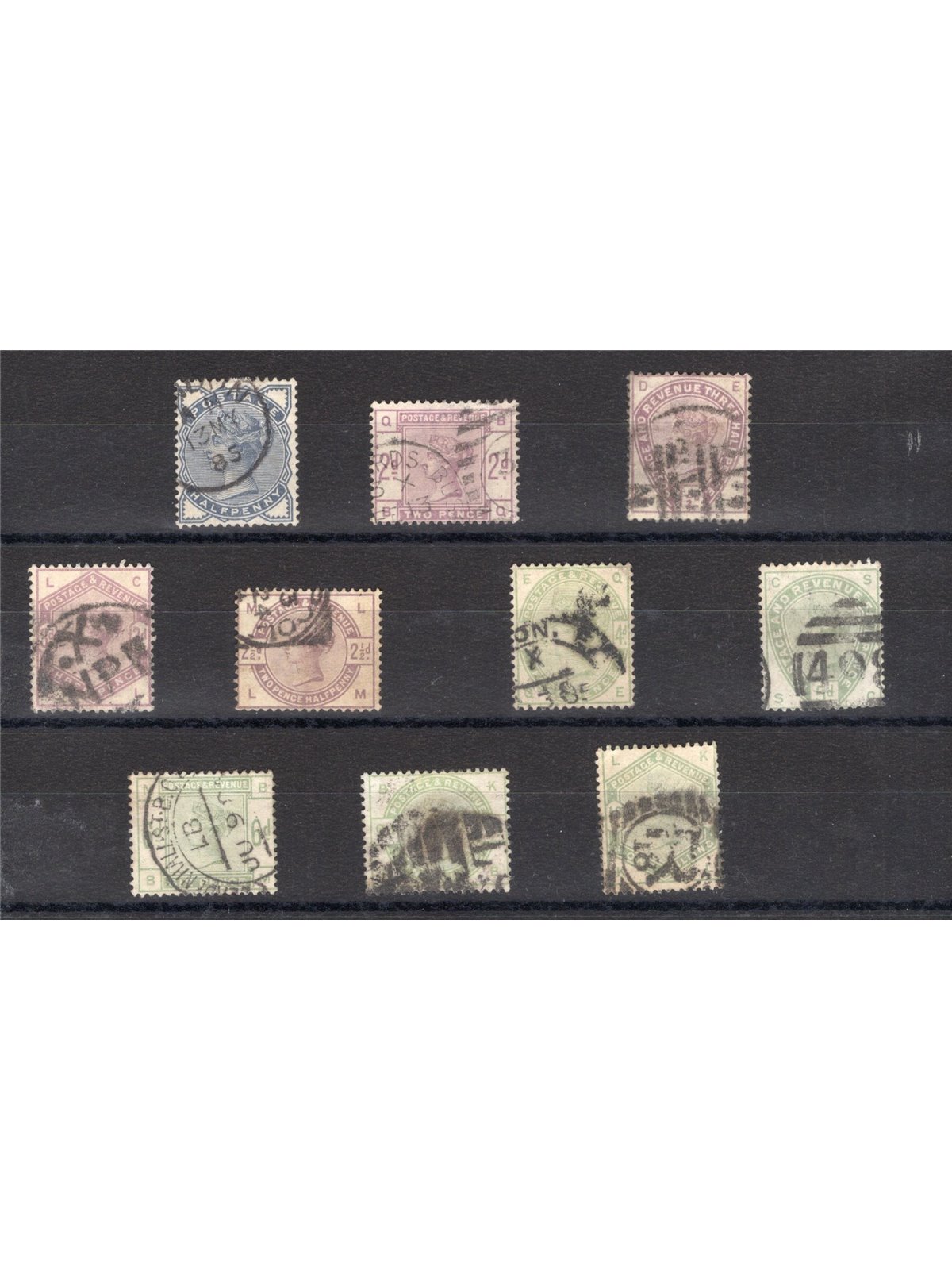Gran Bretagna 1883/84 Regina Vittoria definitiva serie n° 76/85 Cert. CiBaFil Cat. € 1.550 (U)