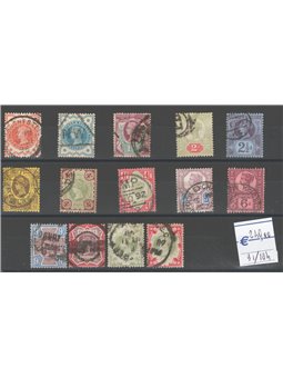 Great Britain 1887 Queen Victoria’s Jubilee series nos. 91/104 Cat. €240 (U)