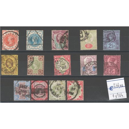Great Britain 1887 Queen Victoria’s Jubilee series nos. 91/104 Cat. €240 (U)