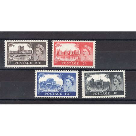 Great Britain 1955 Castles Waterlow print run series No. 283/86. CiBaFil Cat. €420 (**)