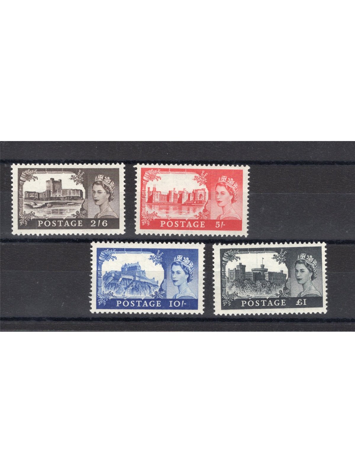 Great Britain 1955 Castles Waterlow print run series No. 283/86. CiBaFil Cat. €420 (**)