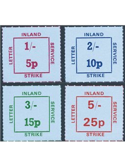 Gran Bretagna 1971 Francobolli d'emergenza Londra “Strike Inland Service Letter” la serie di 4 valori con doppia monetazione dec