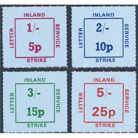 Great Britain 1971 London emergency stamps “Strike Inland Service Letter” the set of 4 denominations with dual decimal and shill