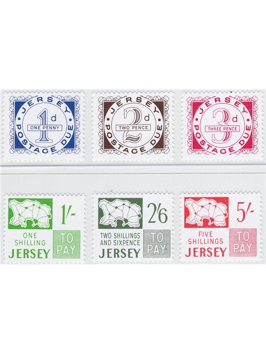 Gran Bretagna Jersey 1969 Segnatasse cifra e carta geografica serie n° 1/5 Cat. € 50 (**)