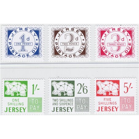 Great Britain Jersey 1969 Postage stamp with numeral and map series No. 1/5 Cat. €50 (**)