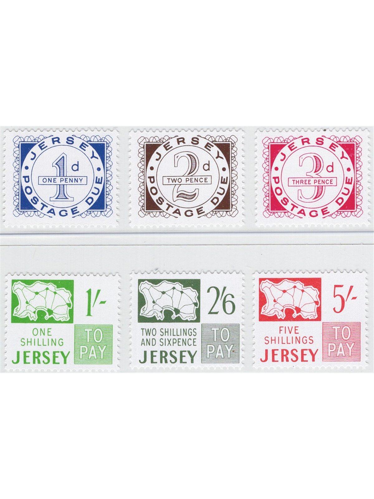 Gran Bretagna Jersey 1969 Segnatasse cifra e carta geografica serie n° 1/5 Cat. € 50 (**)