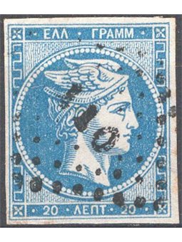 Greece 1861/62 Head of Mercury 20 l. blue no. 14 Cat. €100 (U)