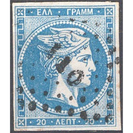 Grecia 1861/62 Testa di Mercurio 20 l. blu n° 14 Cat. € 100 (U)