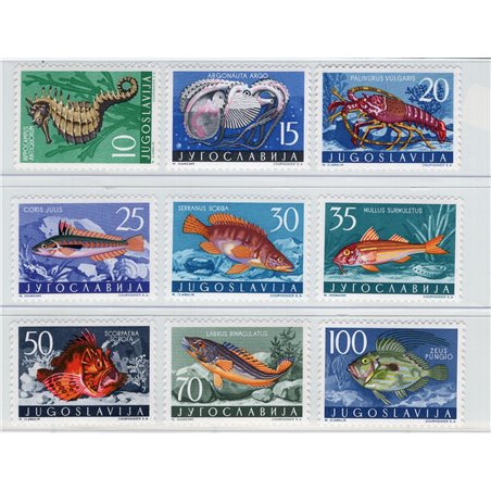 Yugoslavia 1956 Marine Fauna series no. 697/705 Cat. €60 (**)