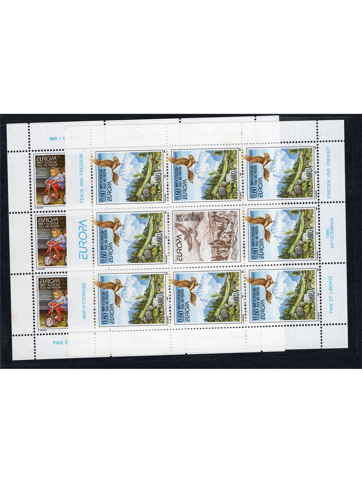 Jugoslavia 1995 Europa Cept in minifogli serie n° 2601/2 Cat. € 40 (**)