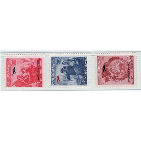 Jugoslavia 1949 P.A. 5° Anniv. dell'Annessione della Macedonia n° 24/26 Cat. € 45 (**)