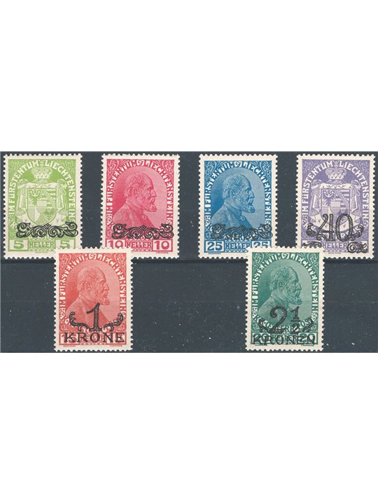 Liechtenstein 1920 Overprint series No. 11/16 Cat. €80 (**)