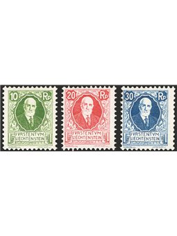 Liechtenstein 1925 85th birthday of Prince John II series no. 72/74 Cat. €230 (**)