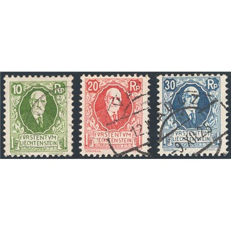 Liechtenstein 1925 85° Compleanno del principe Giovanni II serie n° 72/74 Cat. € 50 (U)