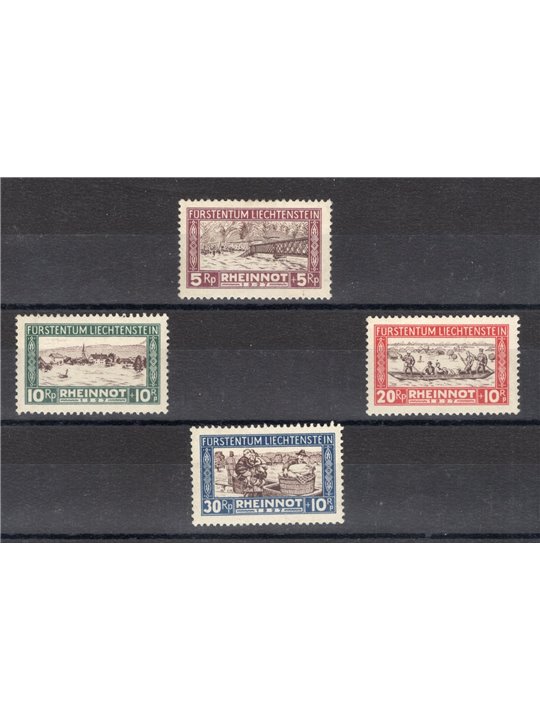 Liechtenstein 1928 Flooding of the Rhine series no. 78/81. Signed. ED Cat. €270 (**)