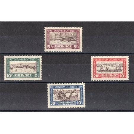Liechtenstein 1928 Straripamento del Reno serie n° 78/81. Firm. ED Cat. € 270 (**)