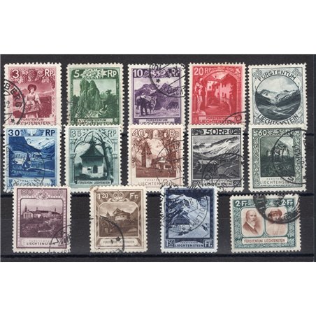 Liechtenstein 1930 Miscellaneous subjects and views series no. 94/107. Biondi certificate Cat. €800 (U)