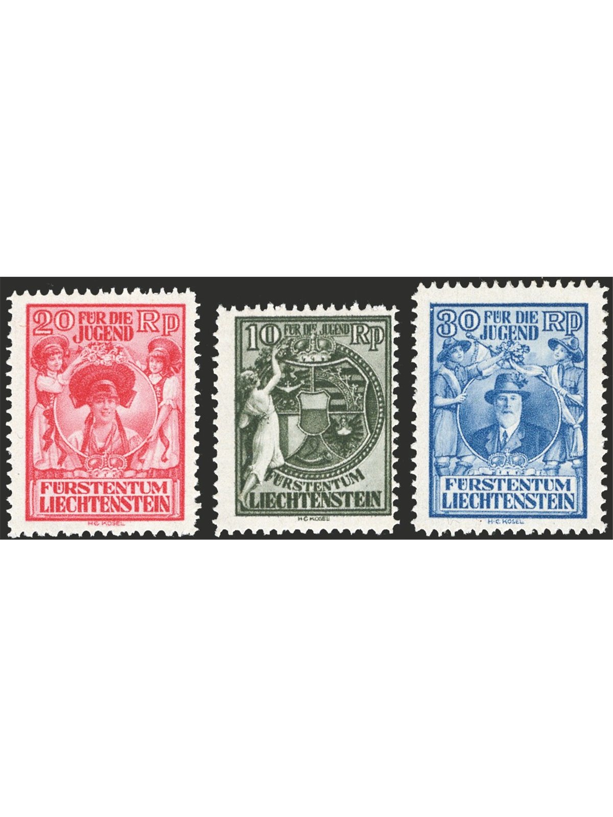 Liechtenstein 1932 For Children’s Charities no. 108/10 Cat. €200 (**)