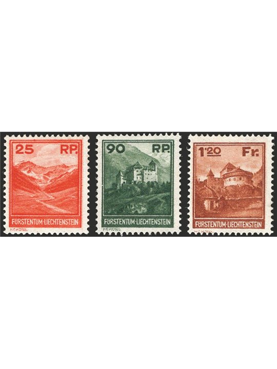 Liechtenstein 1933 Vedute serie n° 111/13. Firm. ED Cert. CiBaFil Cat. € 1.000 (**)