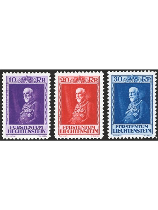 Liechtenstein 1933 80° Compleanno del Principe serie n° 114/16 Cat. € 205 (**)