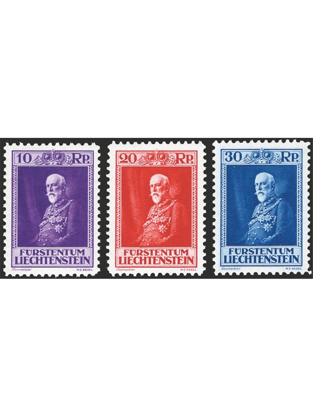 Liechtenstein 1933 Prince’s 80th Birthday series no. 114/16 Cat. €205 (**)