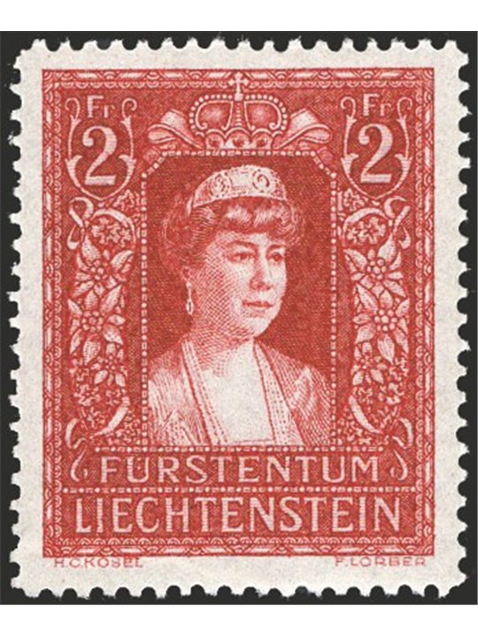 Liechtenstein 1935 Princess Elsa 2 fr. red no. 129 Cat. €150 (**)