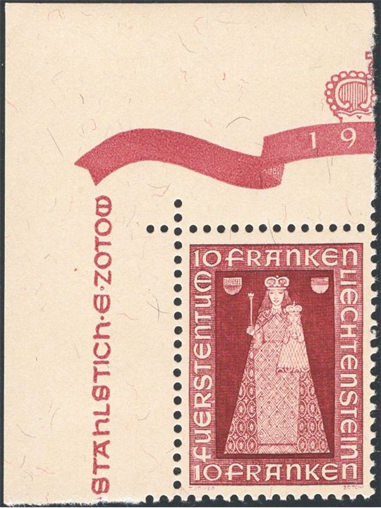 Liechtenstein 1941 Madonna di Dux 10 fr. n° 172 Cat. € 120 (**)