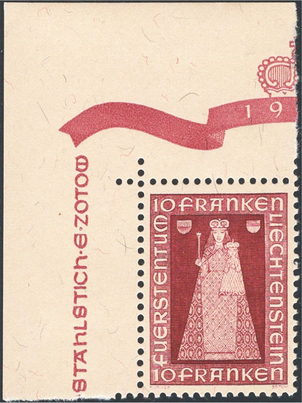 Liechtenstein 1941 Madonna of Dux 10 fr. no. 172 Cat. €120 (**)