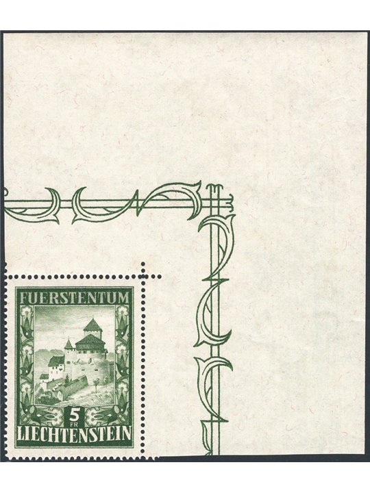 Liechtenstein 1952 Castello di Vaduz 5 fr. verde n° 272 Cat. € 260 (**)