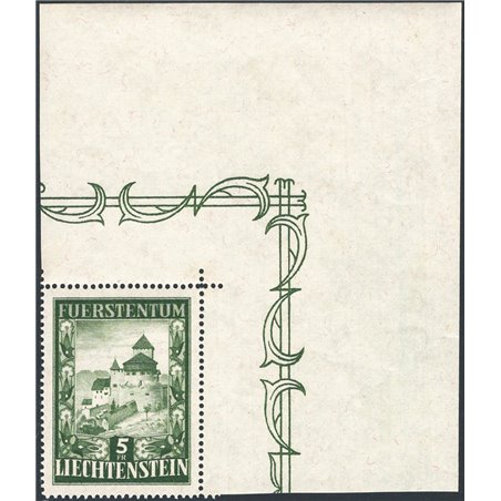 Liechtenstein 1952 Castello di Vaduz 5 fr. verde n° 272 Cat. € 260 (**)