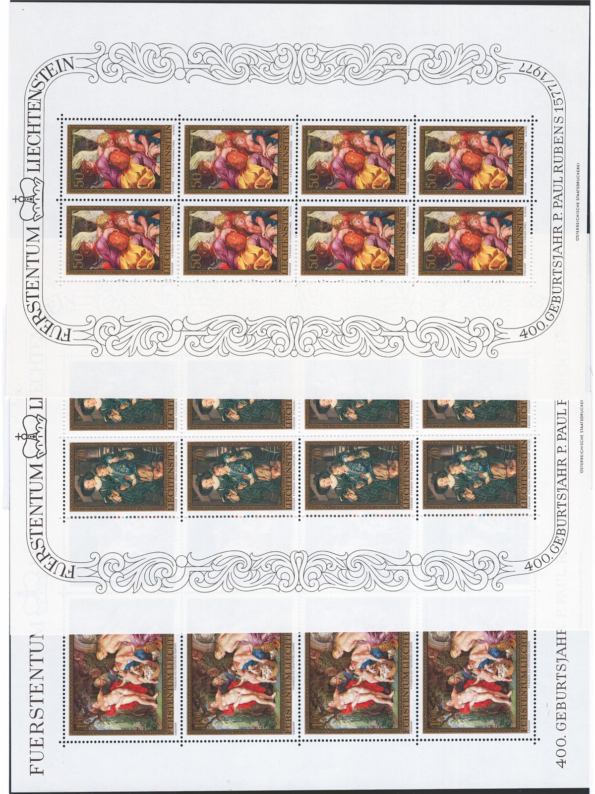 Liechtenstein 1976 Minifogli Rubens n° 596/98 Cat. € 55 (**)