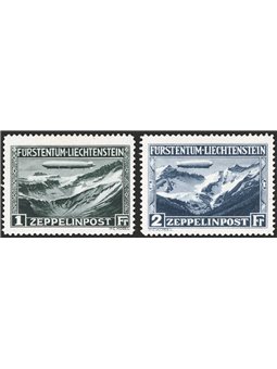 Liechtenstein 1931 P.A. Zeppelin series no. 7/8. CiBaFil cert Cat. €700 (**)