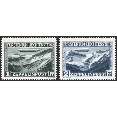 Liechtenstein 1931 P.A. Zeppelin series no. 7/8. CiBaFil cert Cat. €700 (**)