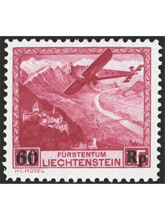 Liechtenstein 1934 P.A. soprast. 60 rp. n° 14 Cat. € 140 (**)